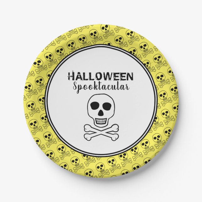 Skull & Bones, Halloween Party Paper Plate (Front)