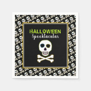 Skull & Bones, Neon Halloween Party Napkin