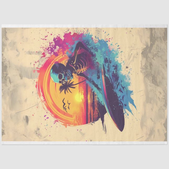 Skull Bones Surf Rider Decoupage Tissue Paper (Front)