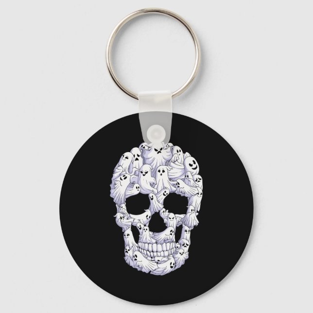 Skull Boo Ghost Funny Boo Ghosts Halloween Costume Keychain (Front)
