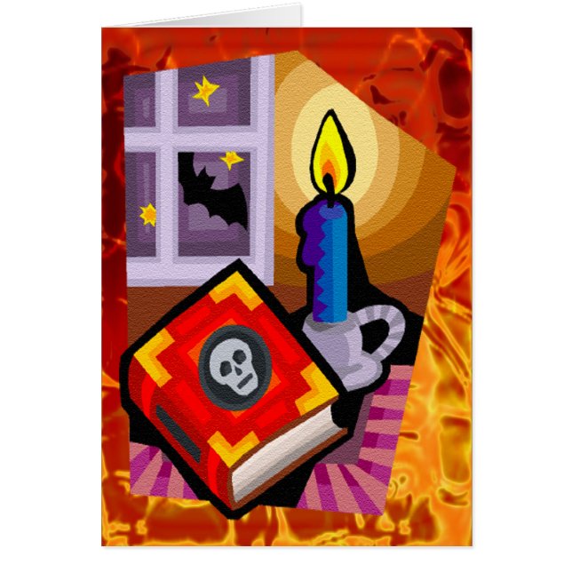 Skull Book, Candle Stick and Bat Outside (Front)