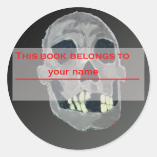 Skull Bookplate Classic Round Sticker