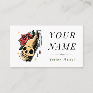 Skull Bottle Funny Skeleton Tattoo Artist Creative Business Card