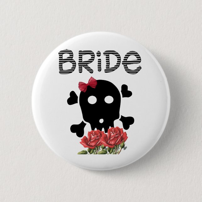 Skull Bride 2 Inch Round Button (Front)