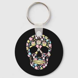 Skull Bunny Easter Egg Easter Day Womens Mens Kids Keychain