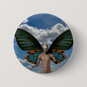 Skull Butterfly 2 Inch Round Button