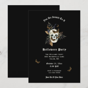Skull Butterfly Halloween Party Invitation
