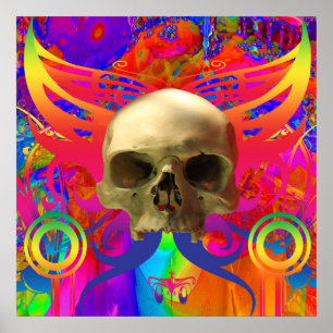 Skull Butterfly in Colour Poster