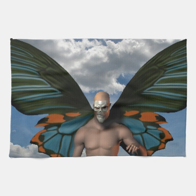 Skull Butterfly Kitchen Towel (Horizontal)