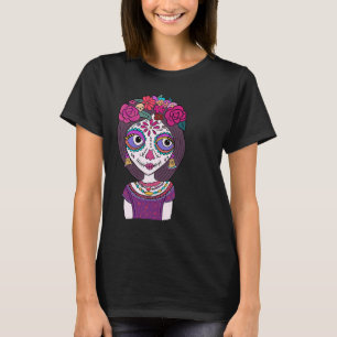 Skull Calavera Mexican Catrina Dia de Muertos Arti T-Shirt