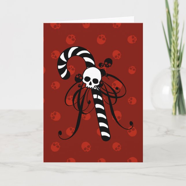 Skull Candy Cane Holiday Card (Front)