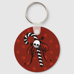 Skull Candy Cane Keychain