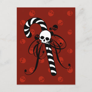 Skull Candy Cane Postcard
