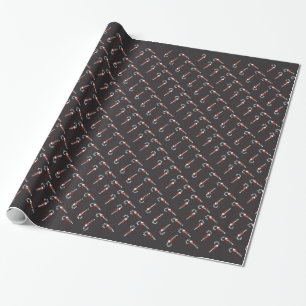 Skull Candy Cane Wrapping Paper