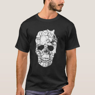 Skull Cat Happy Halloween Cat Skeleton T-Shirt