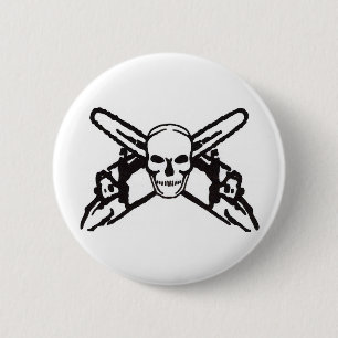 Skull & Chainsaws 2 Inch Round Button