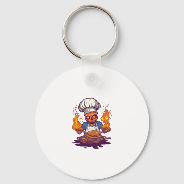 Skull Chef Madness � Funny Cooking Skeleton Keychain (Front)