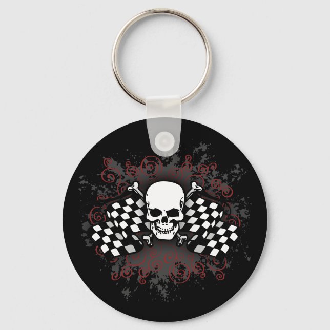 Skull-chequered flags-splat keychain (Front)