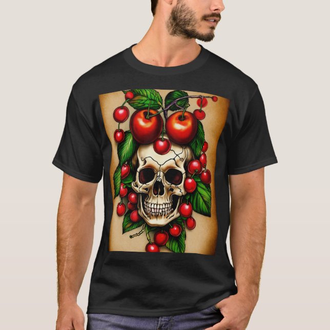 Skull Cherries Tattoo T-Shirt (Front)