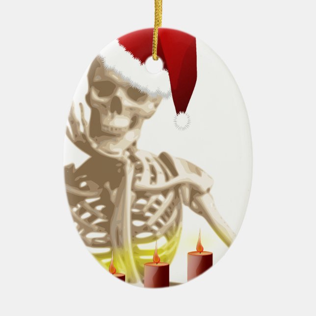 skull christmas ceramic ornament (Front)