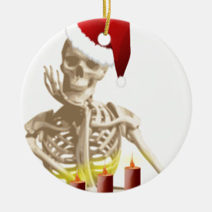 skull christmas ceramic ornament