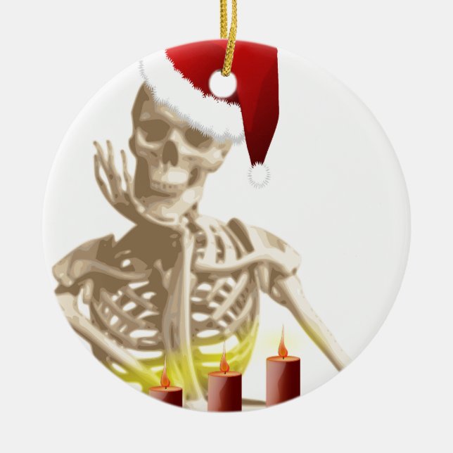 skull christmas ceramic ornament (Front)