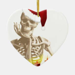 skull christmas ceramic ornament