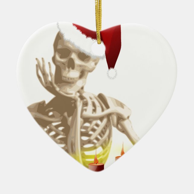 skull christmas ceramic ornament (Front)
