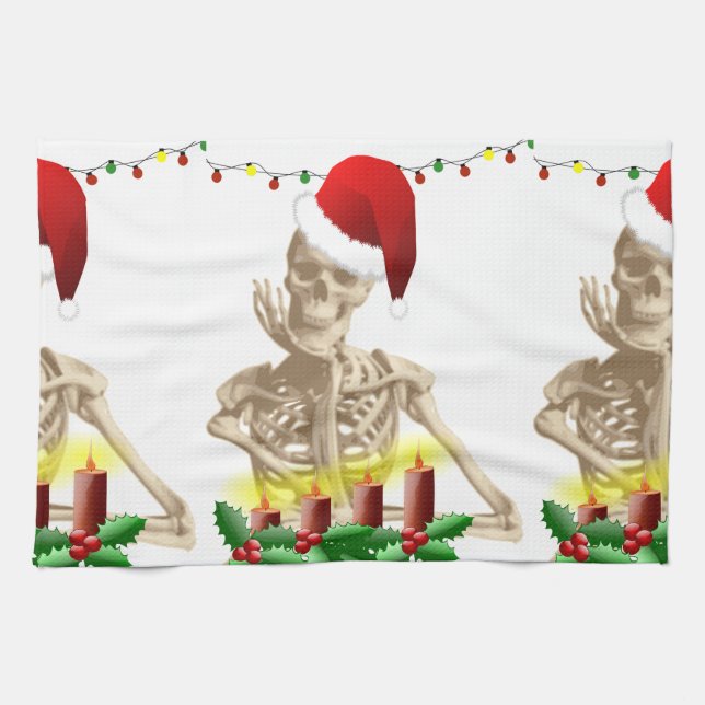 skull christmas kitchen towel (Horizontal)