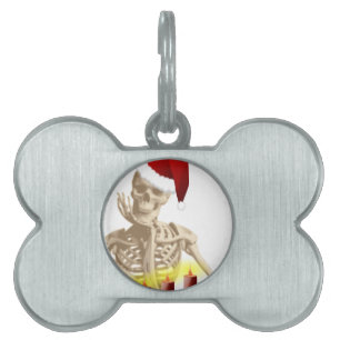 skull christmas pet name tag
