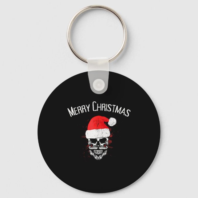 Skull Christmas Santa - Creepy Christmas  Keychain (Front)