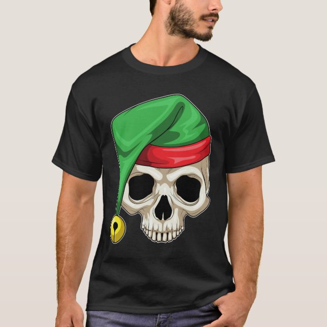 Skull Christmas Santa hat T-Shirt (Front)