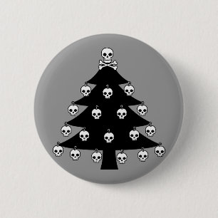 Skull Christmas Tree 2 Inch Round Button