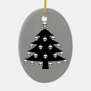 Skull Christmas Tree Ceramic Ornament