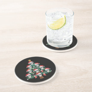 Skull Christmas Tree Pajama Cool Skeleton Santa Coaster