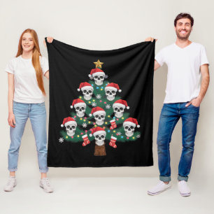 Skull Christmas Tree Pajama Cool Skeleton Santa Fleece Blanket