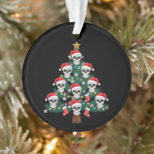 Skull Christmas Tree Pajama Cool Skeleton Santa  Ornament