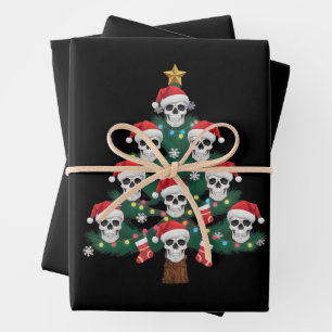 Skull Christmas Tree Pajama Cool Skeleton Santa  Wrapping Paper Sheet