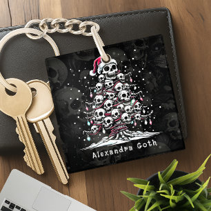 Skull Christmas Tree Pajama Skeleton Santa Hat Keychain