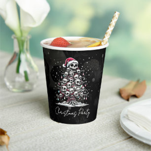 Skull Christmas Tree Pajama Skeleton Santa Hat Paper Cups