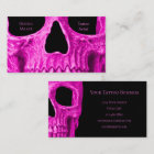 Skull Close Up Gothic Neon Pink Black Tattoo Shop