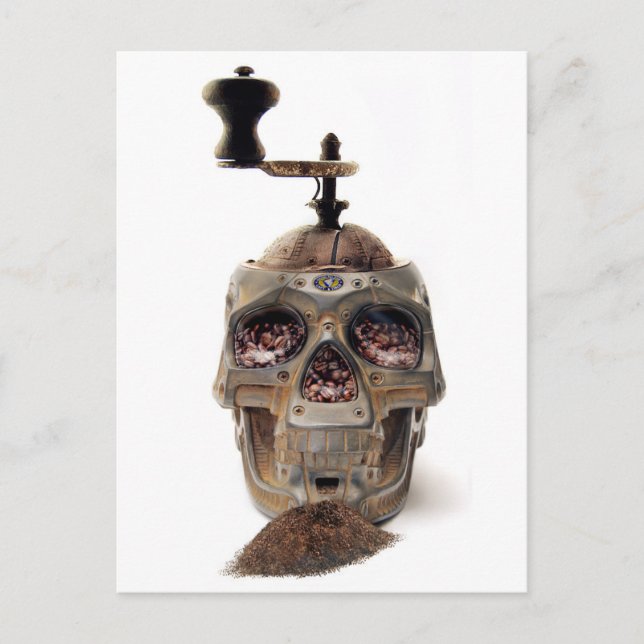 Skull Coffee Grinder Postcard (Front)