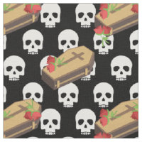 skull coffin emojis fabric