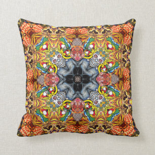 Skull Collage Throw Pillow