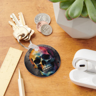 Skull coloured head keychain