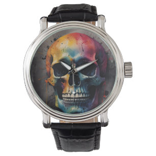 Skull coloured head watch