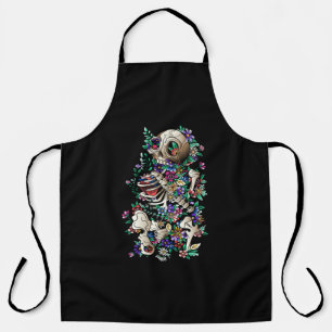 skull colourful decoration floral apron