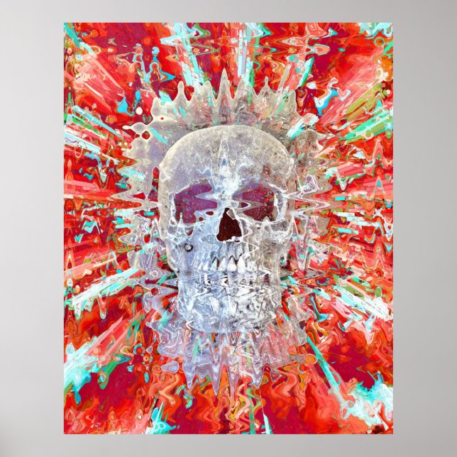 Skull Colourful Pop Art Psychedelic Surreal Artwor Poster (Front)
