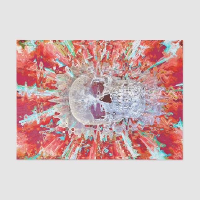 Skull Colourful Pop Art Surreal Psychedelic Artwor Tissue Paper (Front)