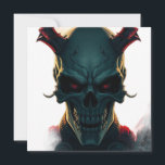 Skull Comics Style Illustration Fantasy Art Holiday Card<br><div class="desc">Fantasy Rock Punk Heavy Metal Art - Blue Skull Skeleton - Digital Fantasy Art</div>